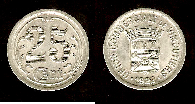 Vimoutiers Commercial Union 25 centimes 1922 AU+